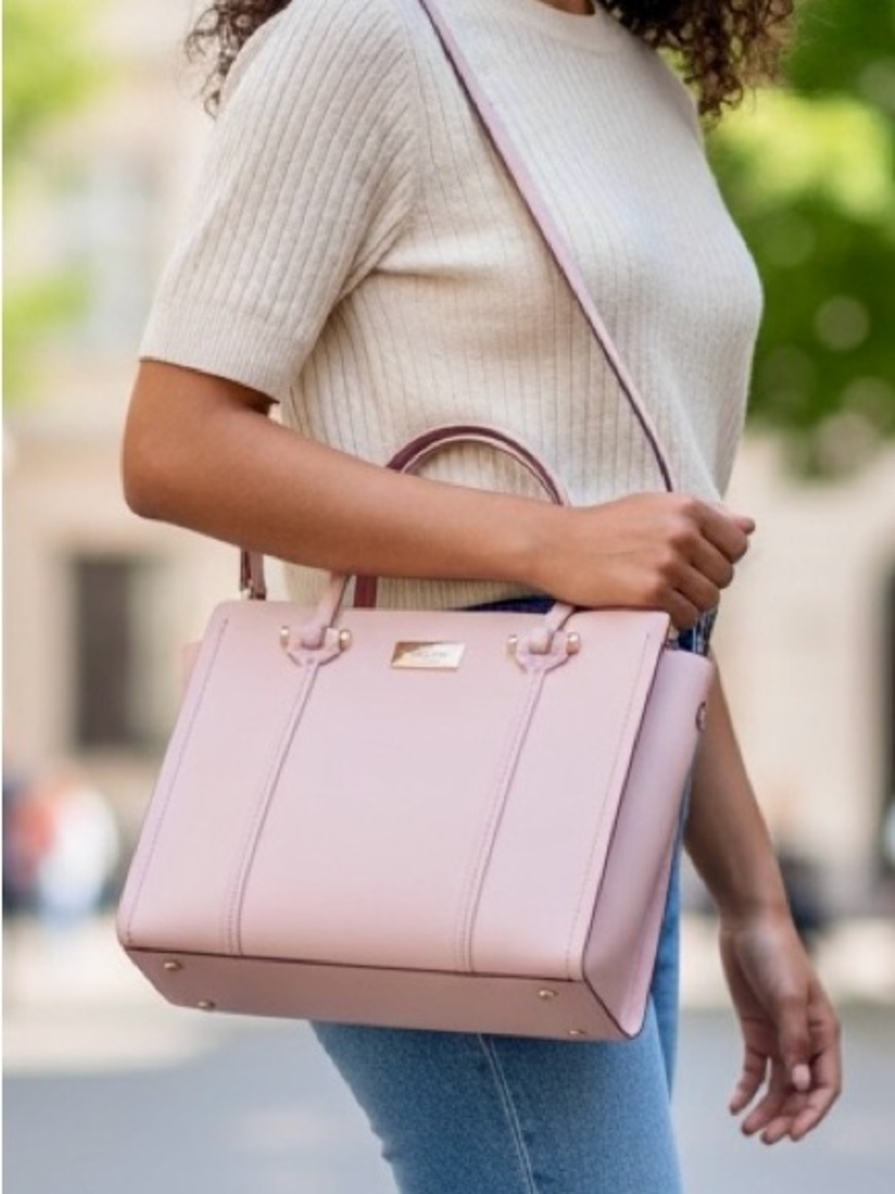 Kate Spade Blush Pink Leather Satchel Crossbody Bag